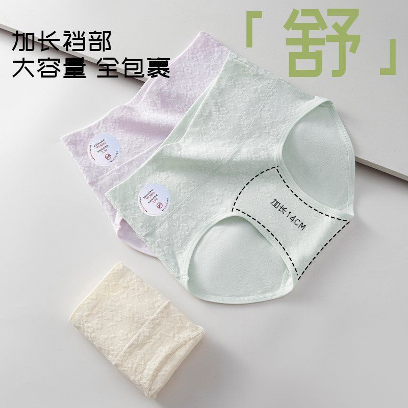 Personalized Custom Logo Printed Pure Cotton High-Waisted Women's Underwear with Extended Crotch, 10A Antibacterial, Comfortable and Breathable Briefs