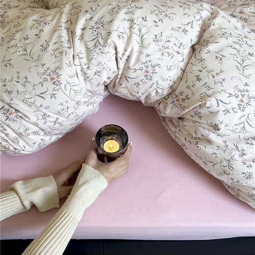 Infant knitted cotton four-piece set, close-fitting Tianzhu cotton small floral print quilt cover, soft and breathable bedding