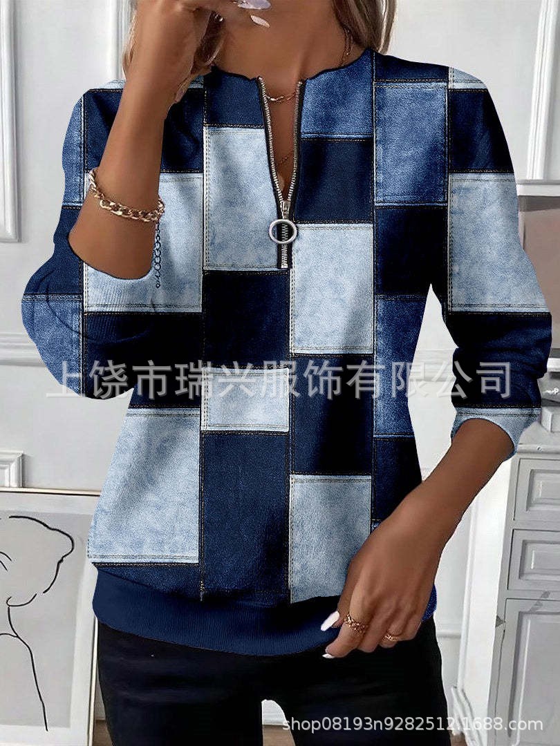 Sudadera Casual de Manga Larga con Estampado para Mujer de Spandex para Uso Diario