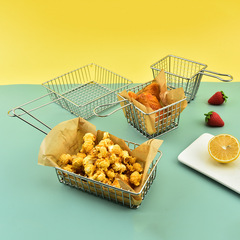 American-style potato chip fry basket, stainless steel, restaurant chicken pieces, popcorn snack basket, deep-fry filter, oil drainage rack, drainage basket