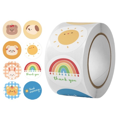 Aircraft box sealing sticker 500/roll cartoon sticker thank you packaging decoration DIY handbook diary can be paper independent station