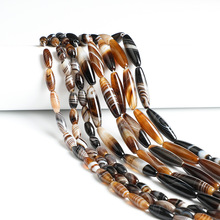 天然缠丝咖玛瑙细管长珠米珠散珠diy饰品配件隔珠半成品厂家批发