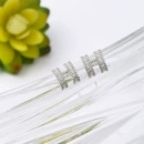 比比卡娜 锆石H字母耳环 镶钻S925银针<font red=H>耳钉</font> 高级感气质耳环批发现