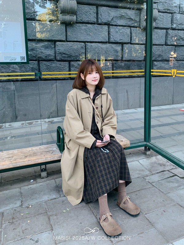 马西西大码女装复古文艺连帽格子套装裙秋季胖mm上衣半身裙两件套|undefined