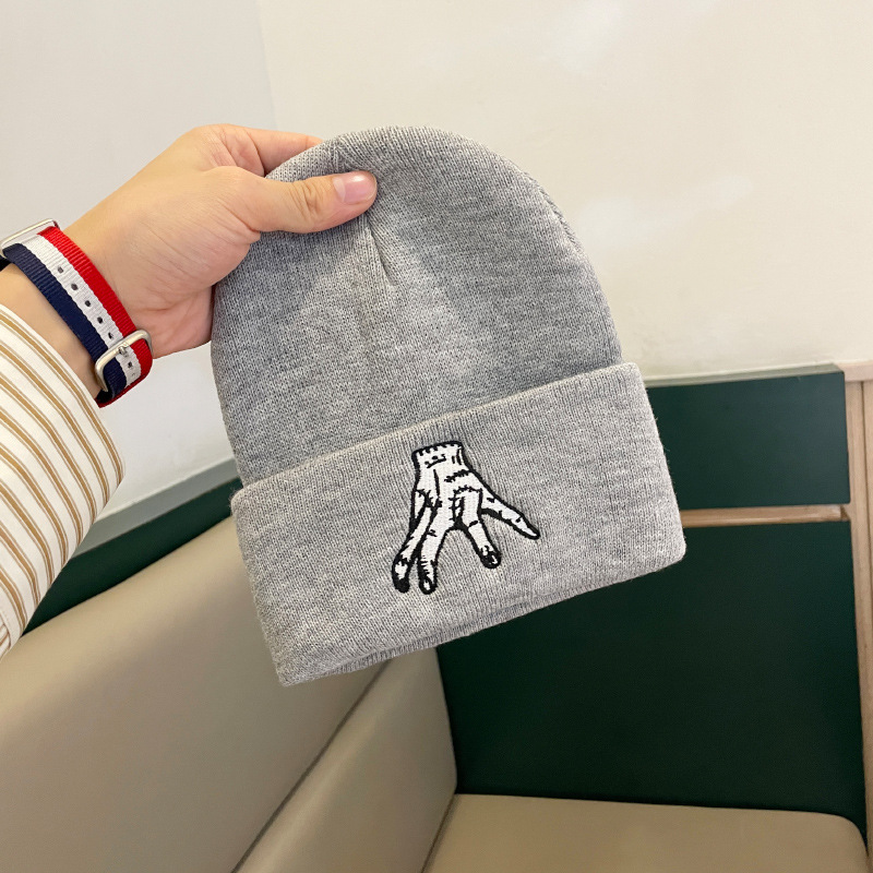 Nuevo sombrero de punto divertido de las mujeres sombrero de lana bordado de estilo coreano otoño e invierno cálido a prueba de frío sombrero de suéter sombrero de moda para hombres