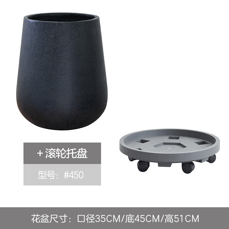 Macetas de pie para sala de estar, macetas grandes para patio, macetas para árboles, bandejas de cemento de estilo nórdico negro para flores
