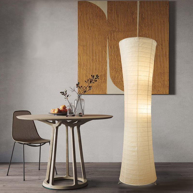 White Strip Lamp Modern European Simple Paper Floor Lamp Scandinavian Rice Paper Retro Living Room Bedroom Study Bedside