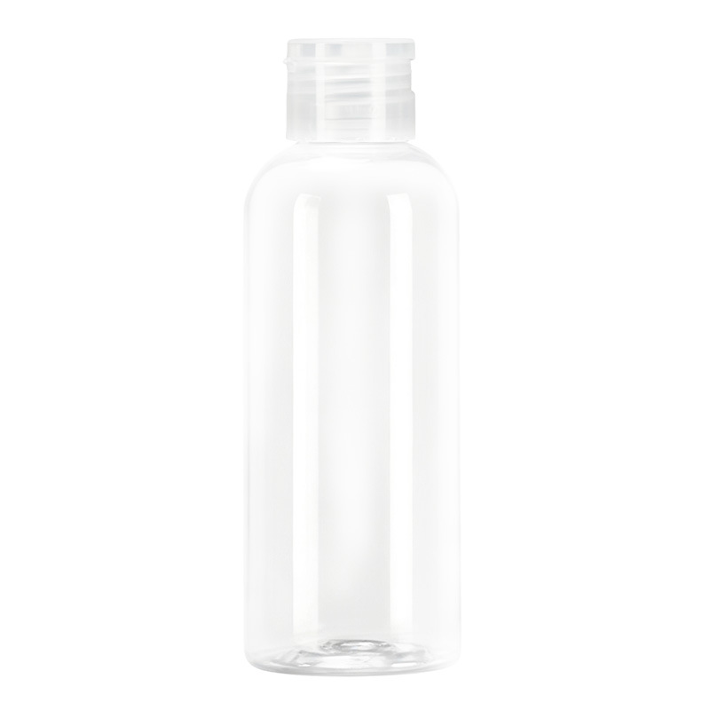 Botella de plástico transparente de 100 ml con tapa de mariposa, botella dispensadora flexible de PET para cosméticos, botella de plástico delgada con tapa abatible. image 7