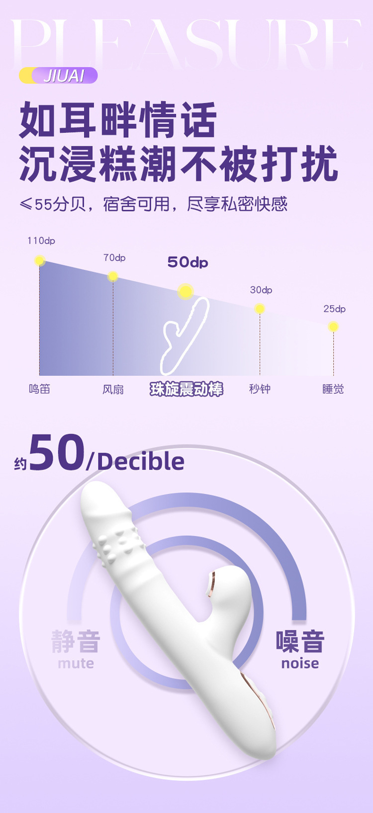 Jiuai Female Vibrator with App Control, ABS Body, Pink White Green — detail image 39