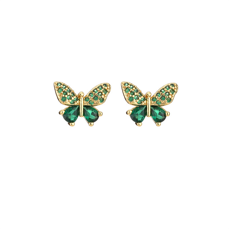 Europeo y americano Amazon transfronterizo moda multi-color amor mariposa pendientes geométricos ZIRCON solo diamante pendientes pendiente