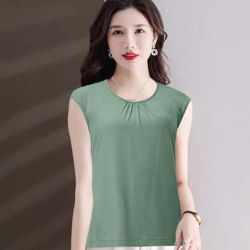 New loose large-size summer senior mom vest, all-matching slimming thin breathable sleeveless bottoming shirt