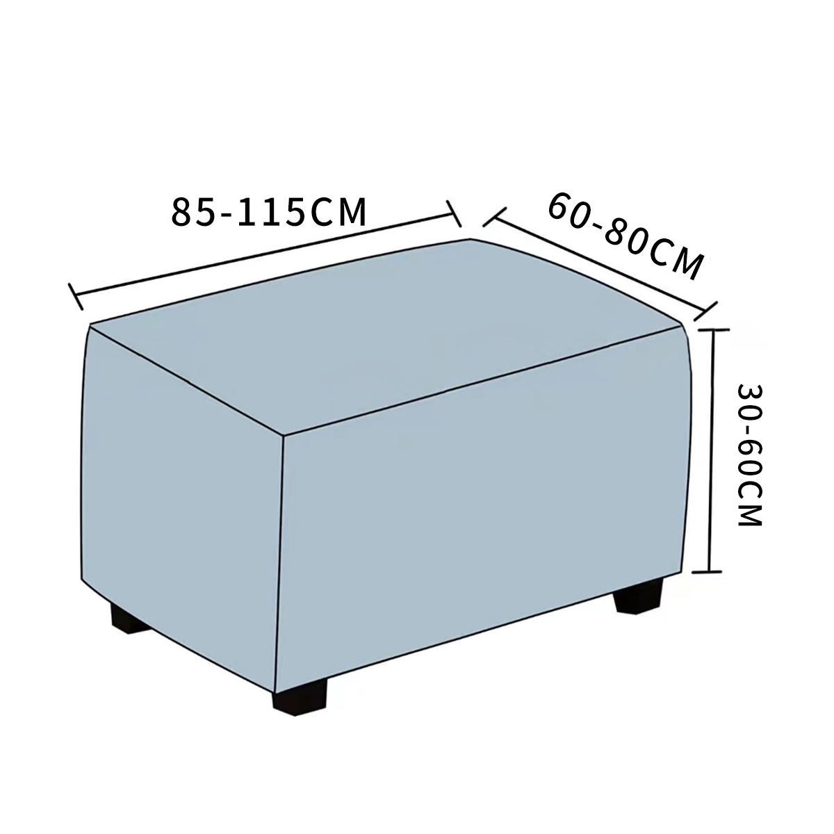 Transfronterizos sólidos elásticos agitando pelusa cubierta de taburete cuadrado cubierta de asiento de pies cubierta de polvo cubierta de sofá cubierta de taburete