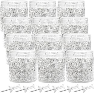 1200 Pieces of Thumbtacks, Transparent I-Shaped Nails, Large-Head Art Nails, Cork Board Decorations, Teacher Felt Nails, 12 Boxes
