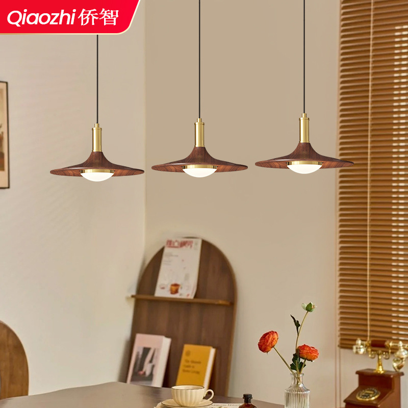 Restaurant Chandelier, Antique-Style Retro Japanese Three-Head Tea Room Ufo Lamp, Home Bedroom Study Bedside Zhongshan Lighting Fixtures