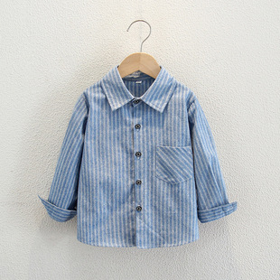 Boys' Stylish Striped Shirt 2025 New Children's Spring Thin Jacket Toddler Casual Fashion Shirt Trendy