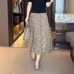 大きいサイズのフレンチフローラル気質スカート女性の夏の新しいファッションライト大人スタイル多用途ミドル丈Aラインスカート