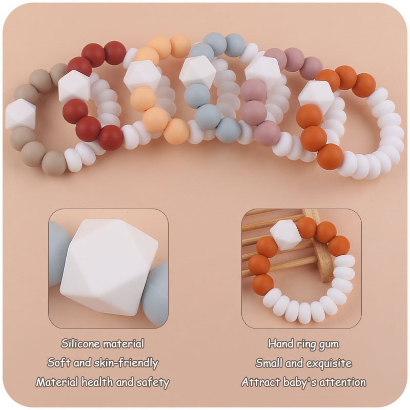 Nuevo bebé suministros de silicona mordedor DIY bebé octogonal Cuentas planas mordedura molar mordedor pulsera juguete