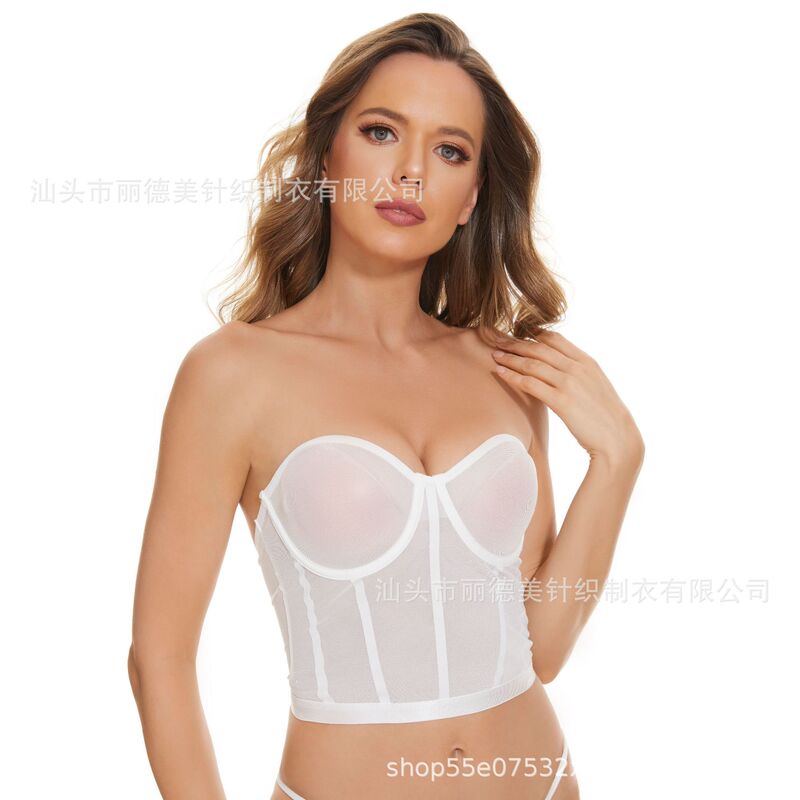 European and American Women's Wedding Underwear Transparent Unpadded Vest Mesh Women's Sexy Perspective Wedding Underwear