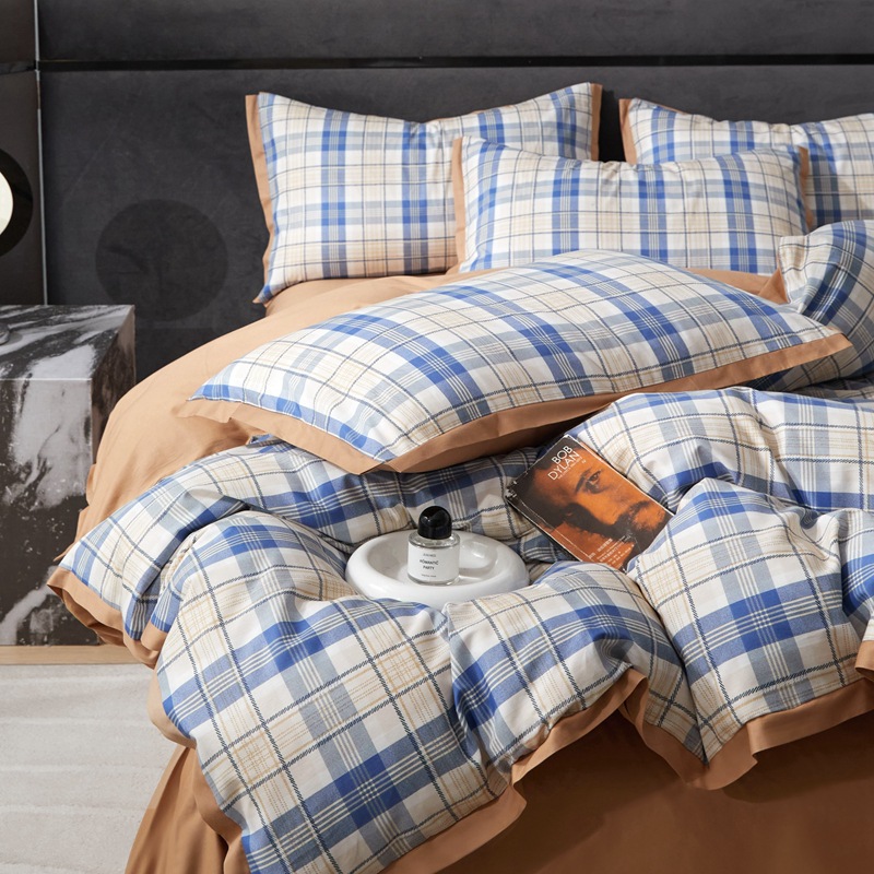2025新款全棉轻奢格子四件套简约纯棉斜纹床单被套宿舍春夏季床品