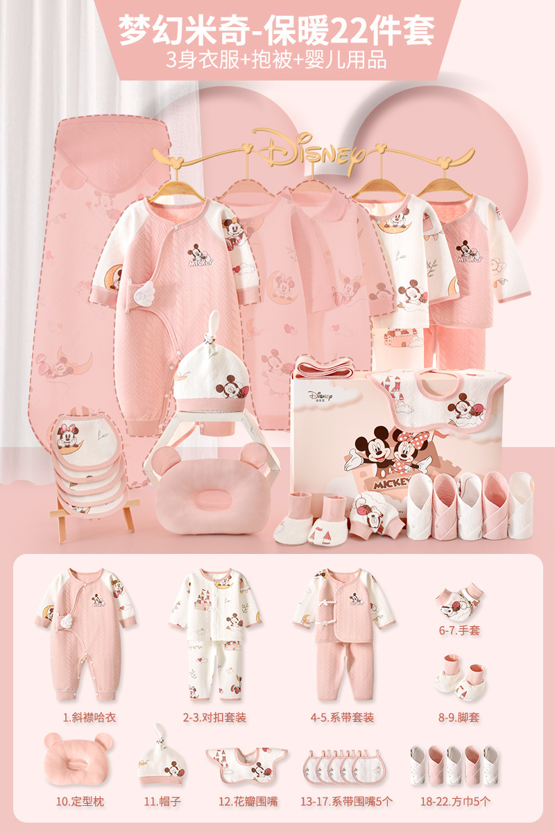 ディズニー ベビーギフトボックス 新生児服 純綿セット 新生児 女の子 満月祝いギフト 高級