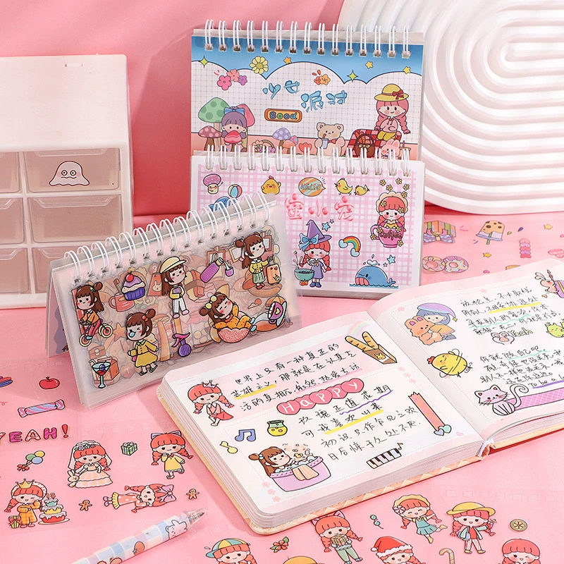 2024 Новый мультфильм ручной счет ПВХ прозрачная катушка Настольный календарь девушка украшения материал стикер ручной счет