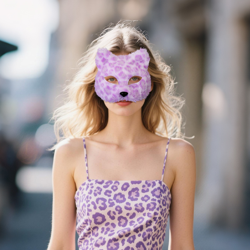 Ventas transfronterizas calientes nuevas peludos de Halloween máscaras de cara de gato máscaras de baile espectáculo de disfraz cos accesorios sexy