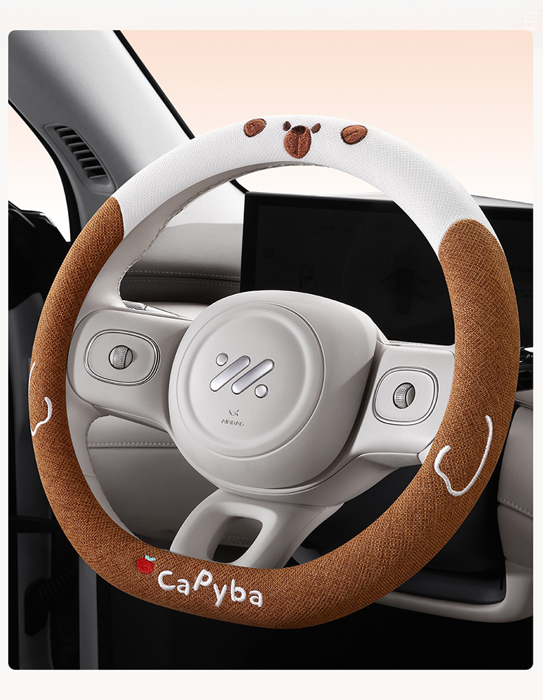 Geely Xingyuan Special Steering Wheel Cover, Suitable for All Seasons, Pure Linen Cartoon Cute Female Style Car Steering Wheel Cover, Wholesale Decoration