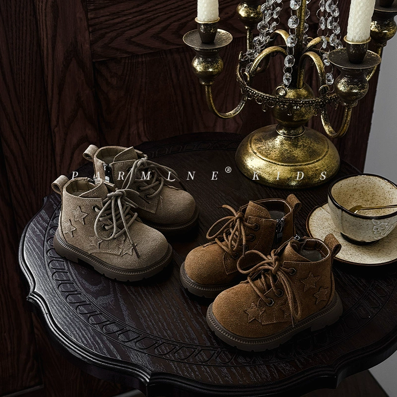 Кожаные детские британские ретро ботинки Martin плюс бархат осень и зима 24 новые мужчины и женщины высокие маленькие желтые ботинки хлопковые ботинки