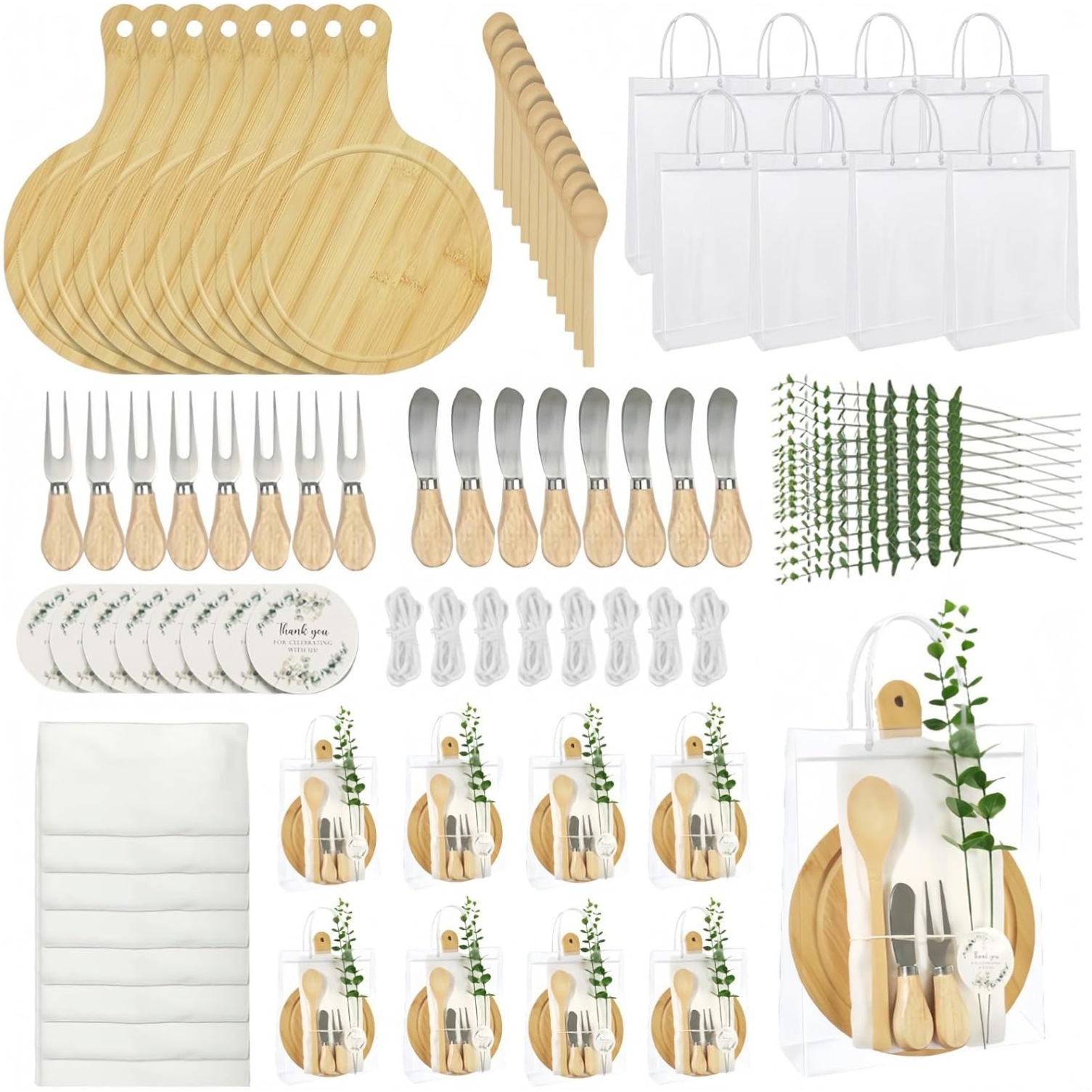 Juego de tablas de caja de regalo de queso con mango, cuchillo y tenedor, juego de 8 piezas, tabla de cortar de regalo, tabla de queso, juego de utensilios de cocina, Yama