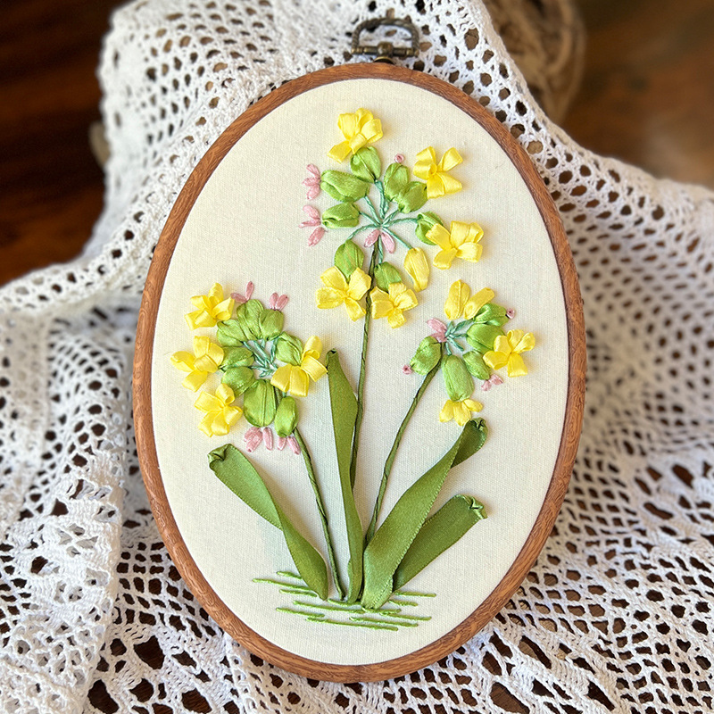 Nuevo producto Bordado de cinta Pintura colgante tridimensional Bordado Lu Paquete de material de bricolaje hecho a mano Decoración de la sala de estar Decoración Pintura colgante simple para principiantes