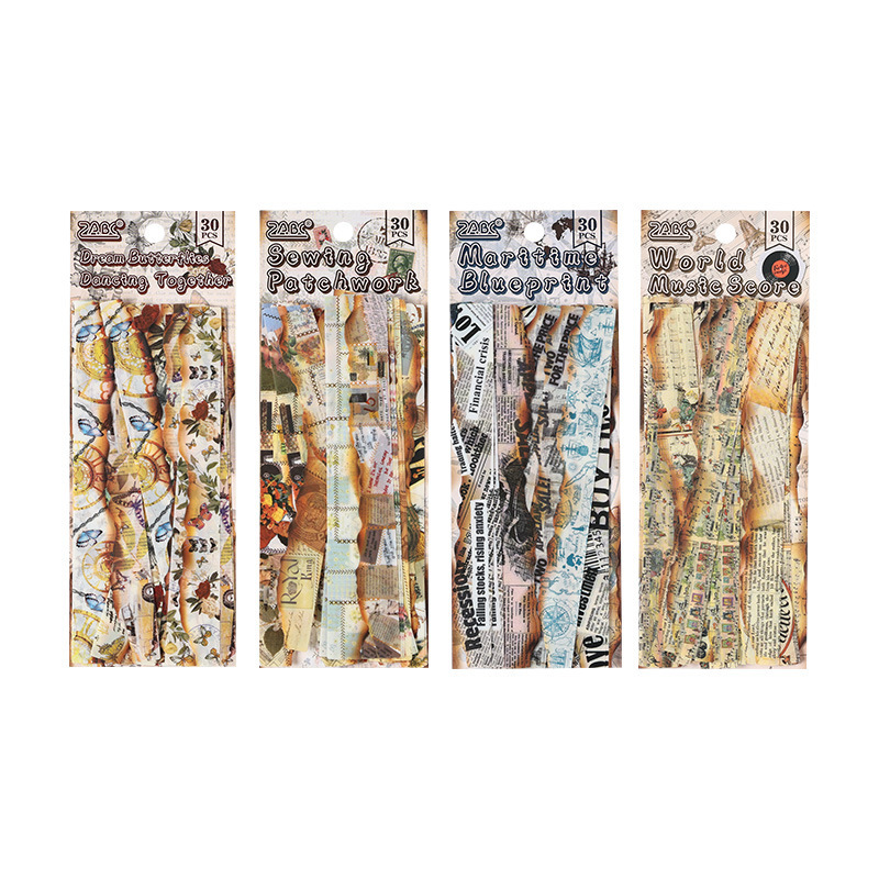 Diario manuscrito pegatinas impermeables pet diy pegatinas de diario retro transfronterizas hacer viejas tiras pegatinas decorativas artísticas