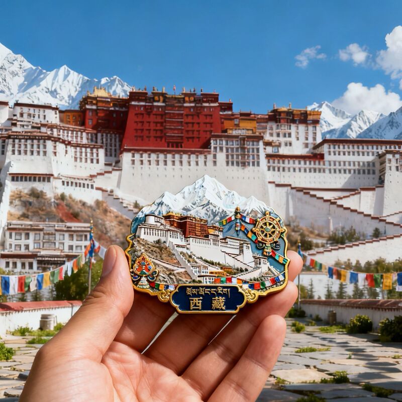 Xizang Lhasa Potala Palace Cultural and Creative Metal Refrigerator Magnet Mount Everest Kailas Mountain Tourism Collection Gift