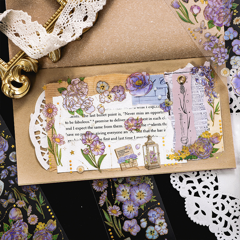 Cuatro estaciones mensajero estampado pegatinas botánicas floral retro material de cuentas decoración de caso de teléfono móvil DIY pegatinas