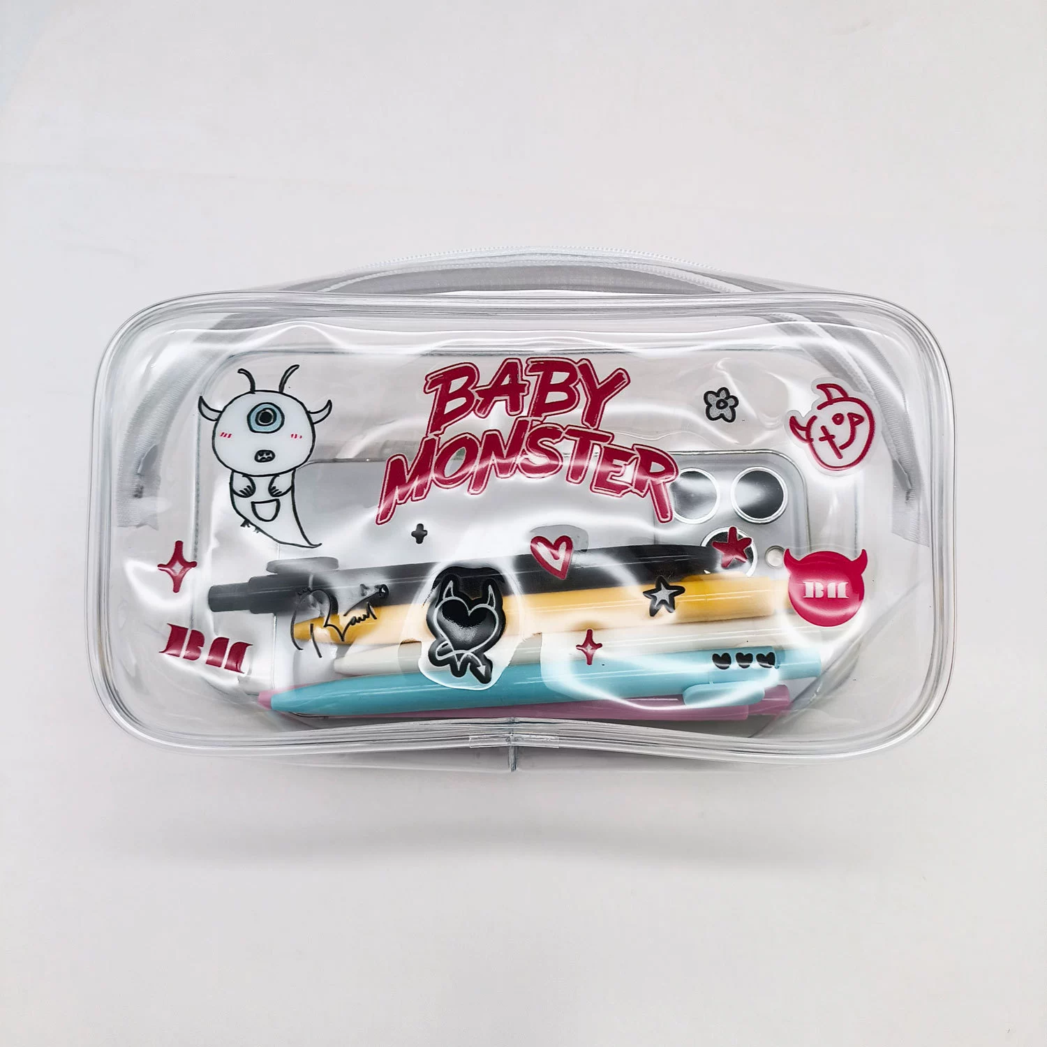 Косметичка-пенал ПВХ BABYMONSTER, 19×10,5×6 см, портативная прозрачная сумка