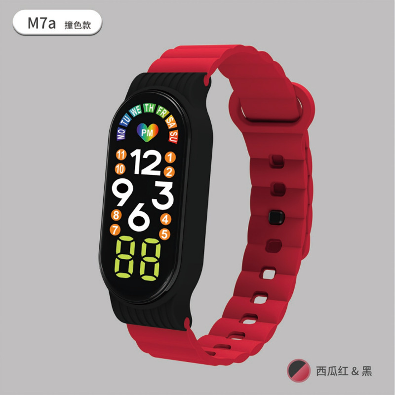 Venta directa de fábrica M 7 M7a contraste color LED reloj electrónico pulsera para niños vida impermeable reloj electrónico en stock al por mayor