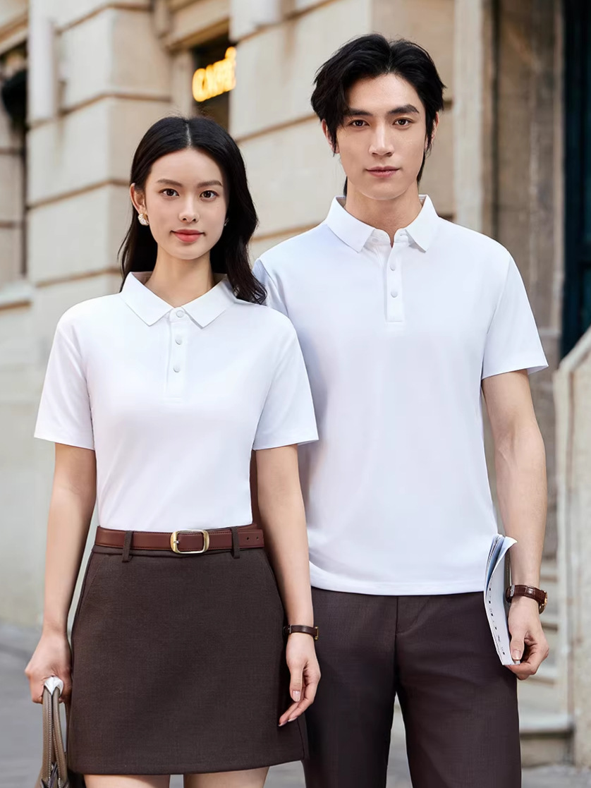 Hielo de alta gama sin marcas de verano ropa de trabajo polo personalizada logotipo de la empresa masculina con solapa transpirable ropa de trabajo corporativa