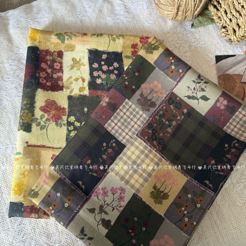 100% Cotton 40-Count Digitally Printed Fabric, Vintage Floral Patchwork, Women's Clothing, Children's Clothing, Family Clothing, Home Wear DIY