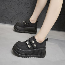 厚底乐福女2025春季新款时尚百搭一脚蹬休闲鞋大头单鞋内增高女鞋