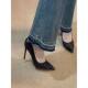 New Black Red Sole Shoes Women's 2024 Korean Style Shallow Stiletto Heel High Heels for a Long Time Stand Not Tired Work Shoes for Outer Wear
