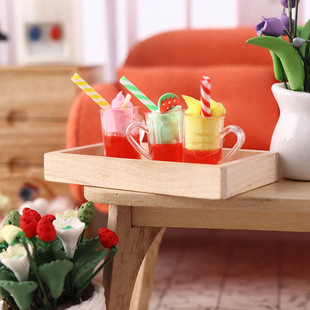miniature food play 1:12 minutes watermelon juice ice cream cup mini model dollhouse clay pocket scene diy