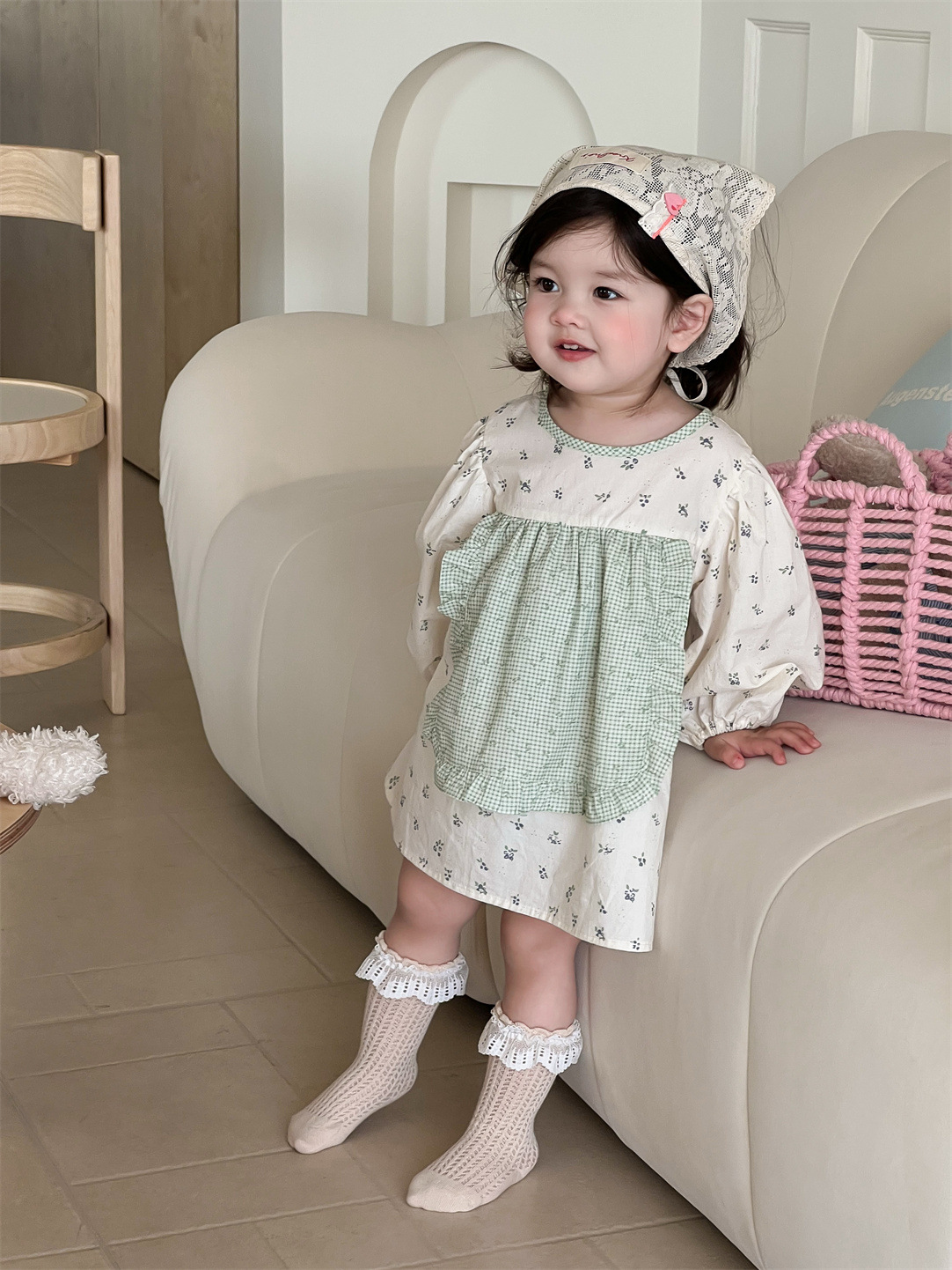 Vestido de manga larga para niñas, estilo coreano, ropa infantil, ropa de bebé, estilo otoñal, vestido de princesa, falda infantil nueva 2025