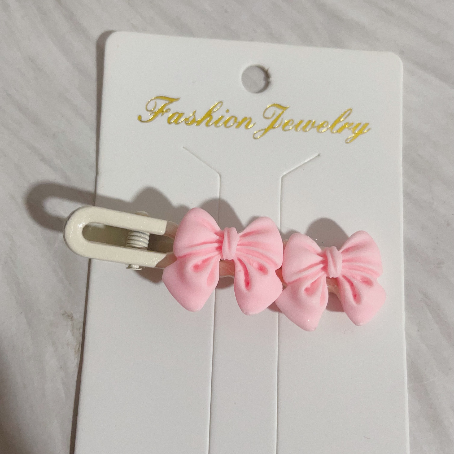 더블 핑크 보우 덕빌 클립 [종이 카드 없음]