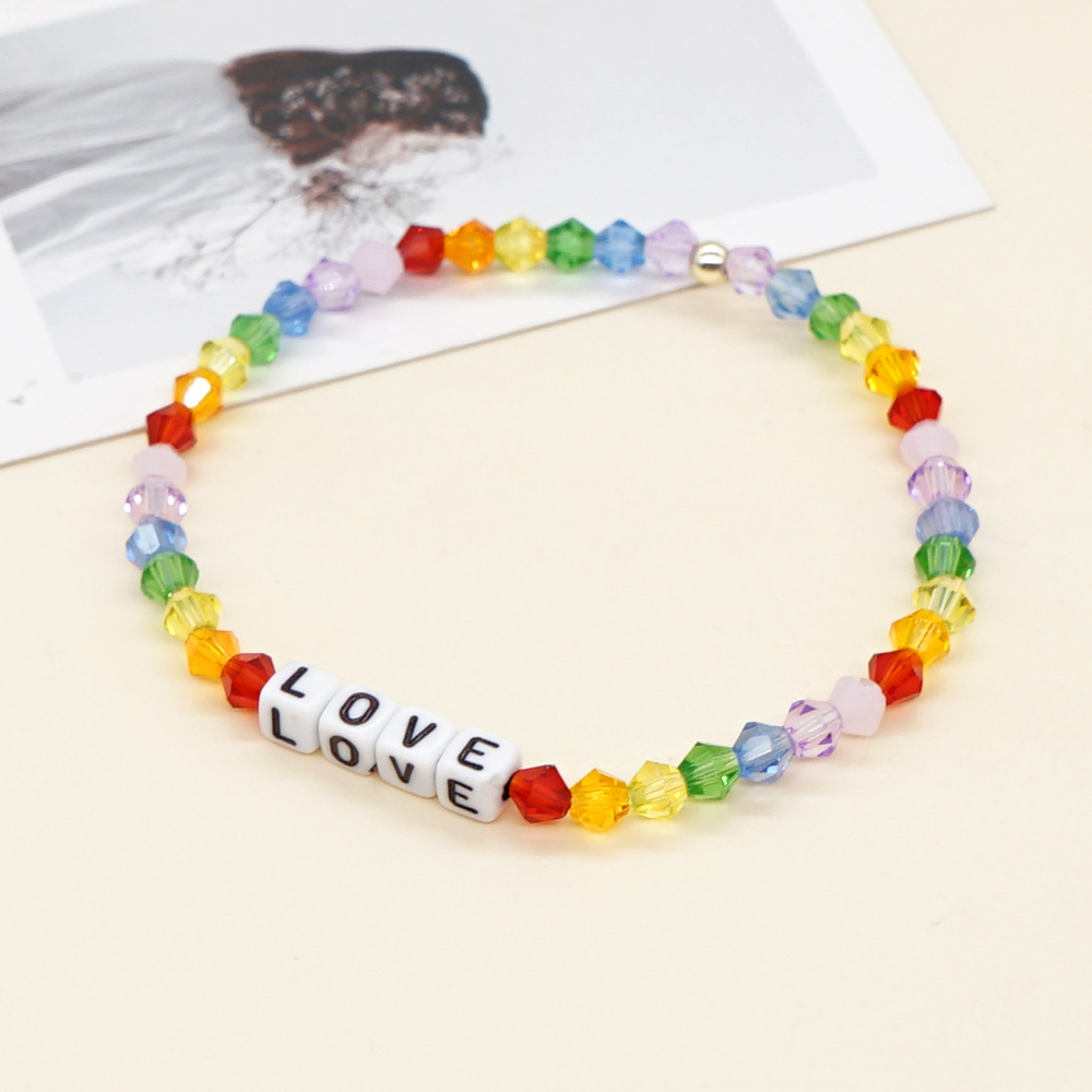 Böhmischer Stil Regenbogen Gemischte Farbe Diamantkristall Handgemachtes Perlenarmband display picture 1