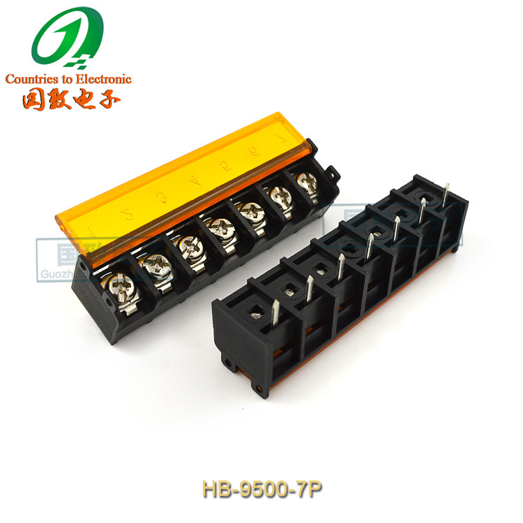 HB9500-9.5mm カバーなし プラスイエローカバー フェンスタイプ 端子台 2P/3P/4P/5P/6P ブラック フェンスタイプ|undefined
