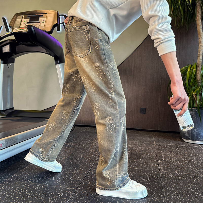 Straight Leg Jeans Men's New Style Handsome High-end Machete Pants Fashionable Slim Look Loose Men's Pants 2025 New Casual Pants Straight Leg Jeans Men's New Style Handsome High-end Machete Pants Fashionable Slim Look Loose Men's Pants 2025 New Casual Pants