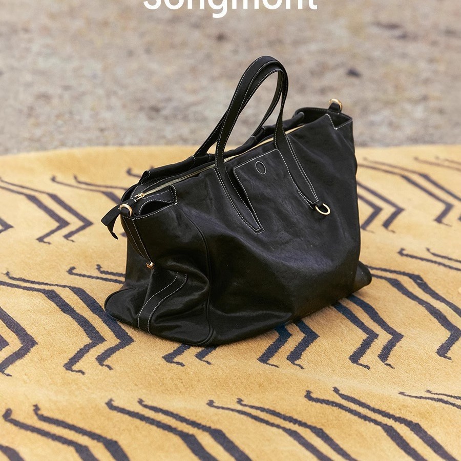 Songmong Yamashita Tracking Series Sightseeing Travel Bag Vegetable Tanned Cowhide Tote Bag Minimalist Large Capacity Laptop Bag - Thumbnail 6