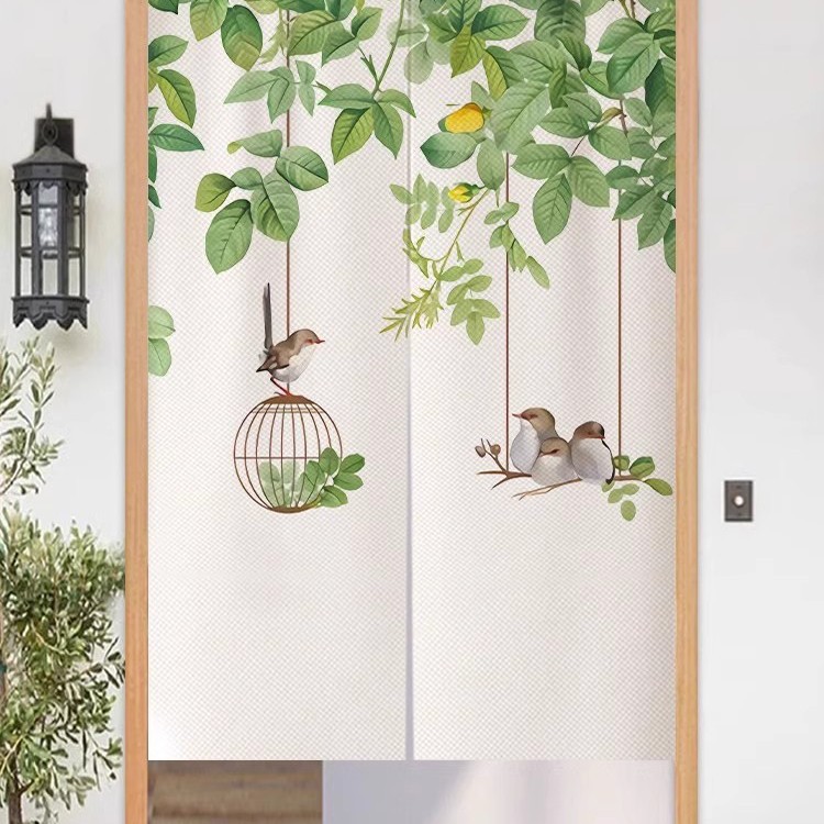 Nordic Fresh Ins Style Fabric Door Curtain for Kitchen, Bedroom, Toilet, Half Curtain, Partition Curtain, Blocking Curtain, Home Use, No Drilling Required