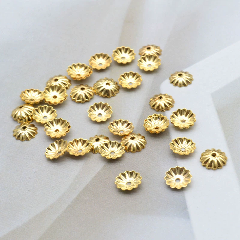 18K пакет золотой цвет сохраняя держатель цветка одно отверстие полые лепестки DIY браслет аксессуары бусины из бисера материал крышки