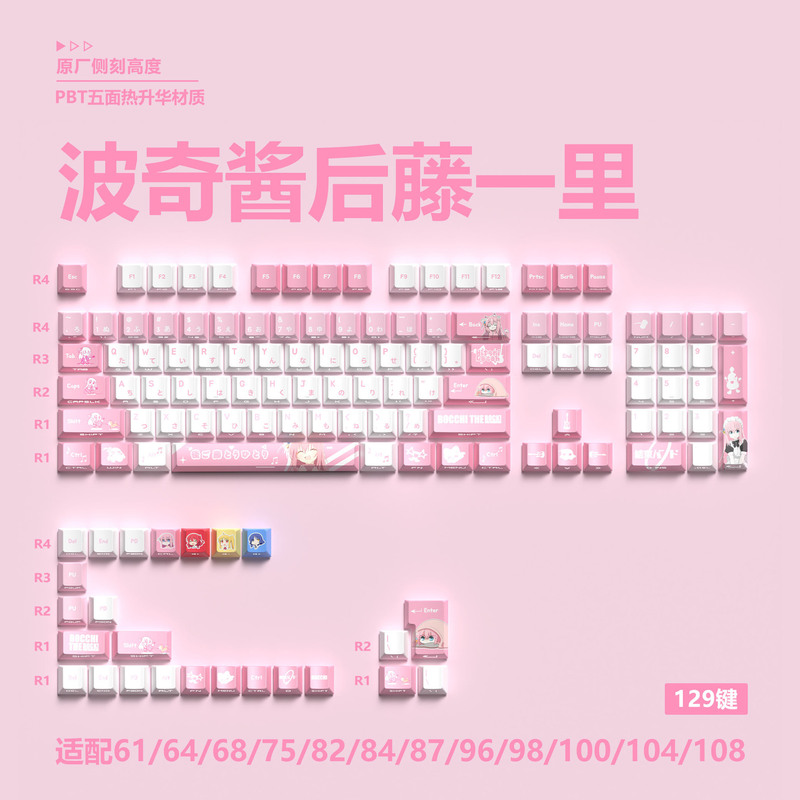 Mystery Cross-Border ホットセール 129 キーオリジナルサイド刻印半透明キーキャップ 5 面昇華 PBT パーソナライズされたメカニカルキーボード|undefined