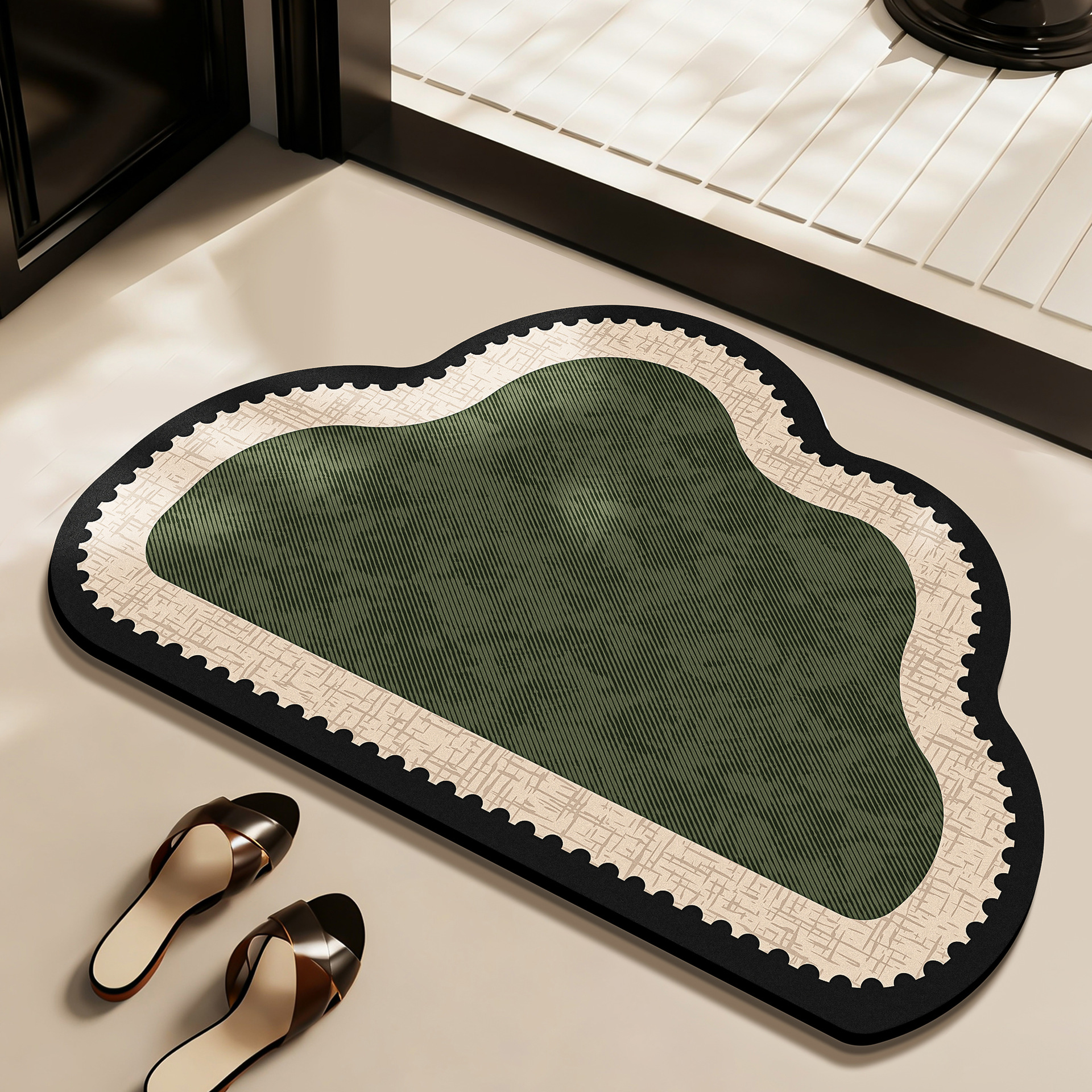 Baño retro francés piso de barro de algas inodoro puerta de absorción de agua estera antideslizante alfombra de baño